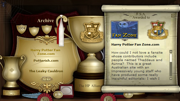 The fan site section of J.K. Rowling's official site back in 2007
