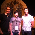 James and Oliver Phelps with Andy McCray of Harry Potter Fan Zone